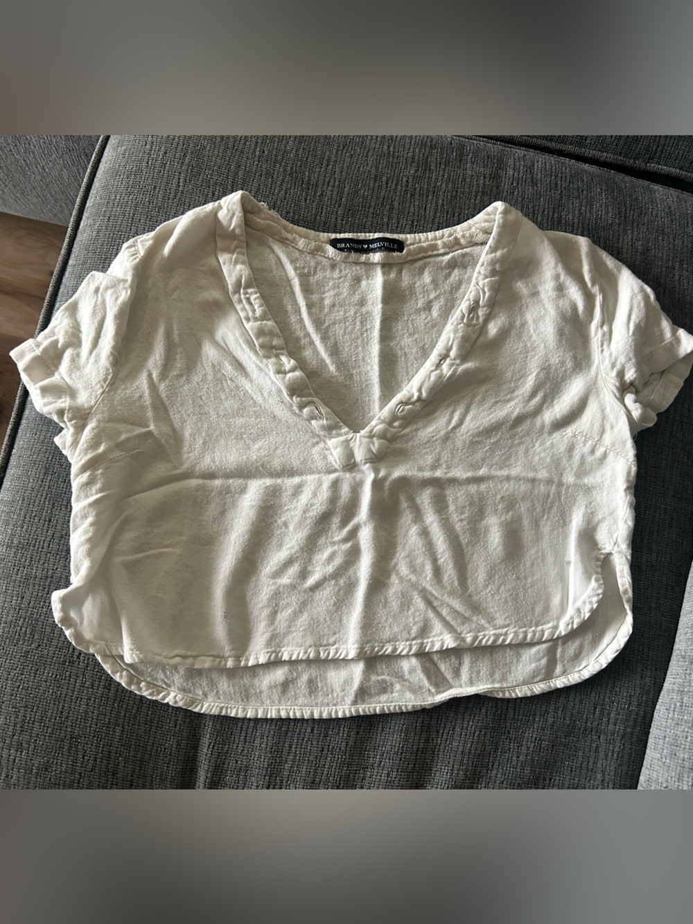 Brandy Melville White V neck crop top